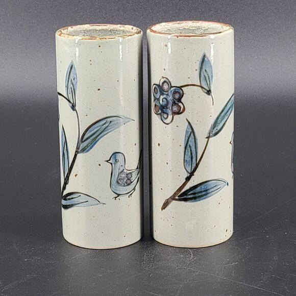 Unbranded Other - Tonala Pottery Ken Edwards Style Handpainted Bud Vase Tumbler Blue Birds Flowers
